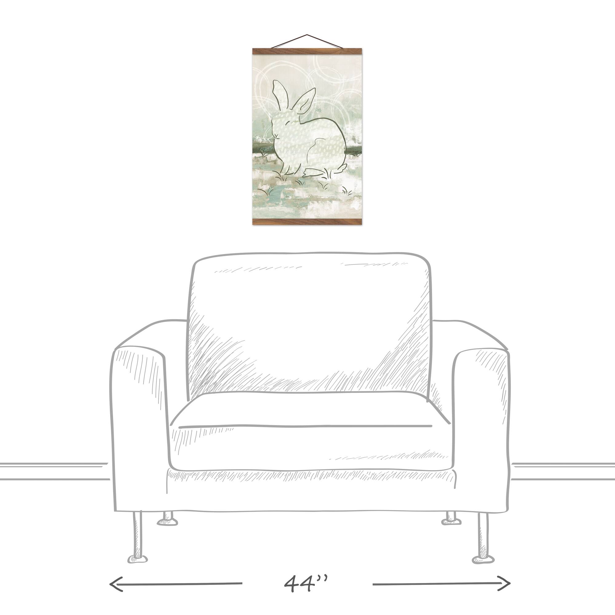 Abstract Rabbit 12" x 18" Teak Hanging Canvas